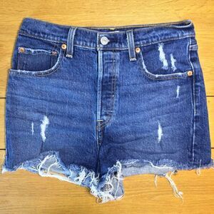 Levi’s ribcage shorts Jean shorts 28 button-fly medium dark wash distressed